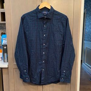 Polo by Ralph Lauren Men's Navy and Green Plaid Shirt